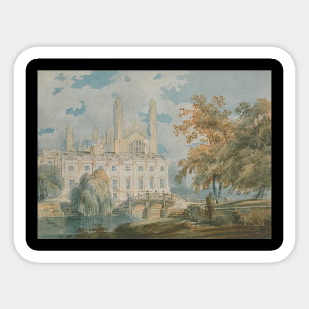 Clare Hall and King’s College Chapel, Cambridge, from the Banks of the River Cam, 1793 Sticker by Art_Attack